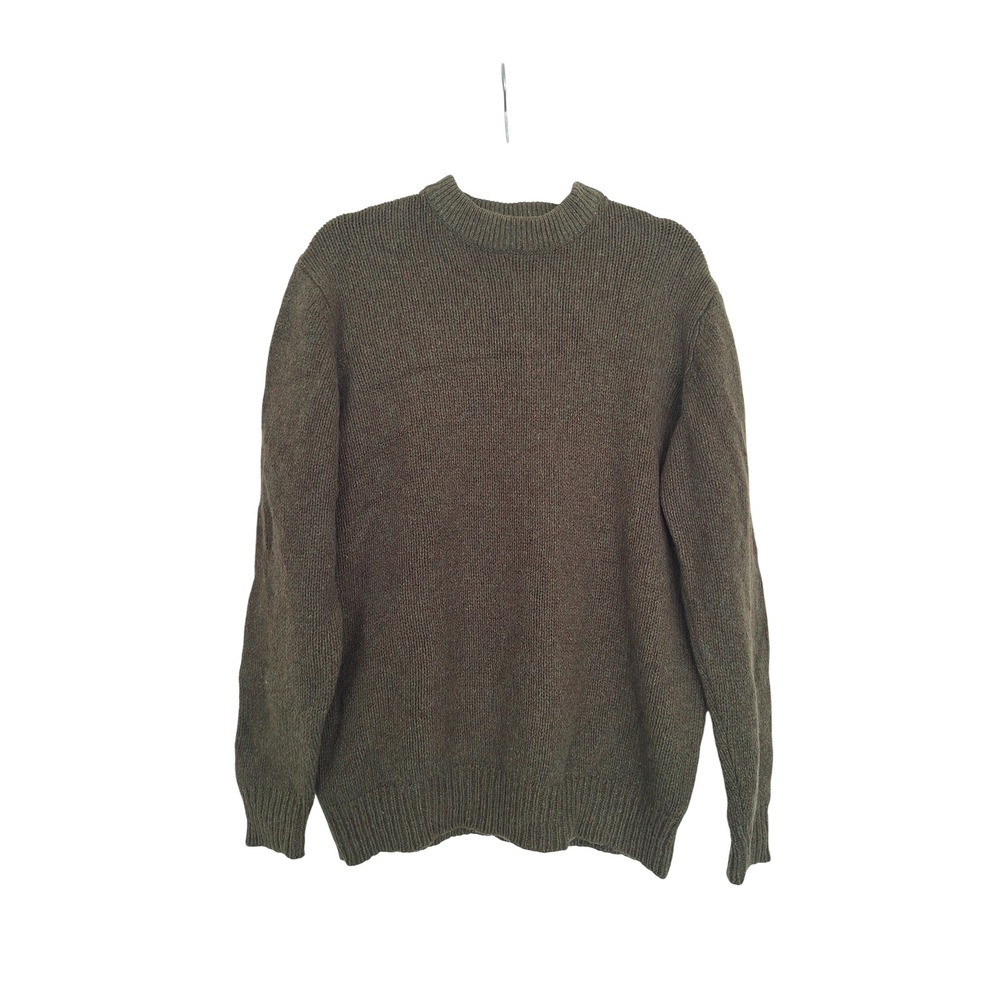 LL Bean Mens XL Lambswool Sweater Olive Green Crew Neck Pullover 0 DBG9